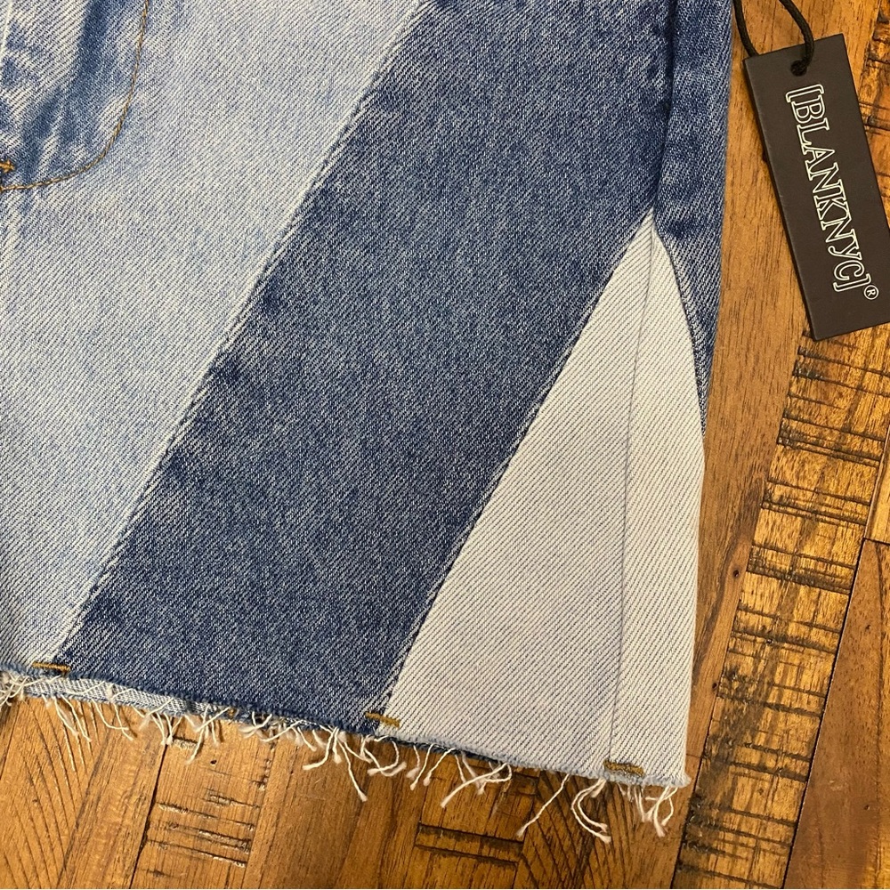 Blank NYC The Reeve High-Rise Ribcage Patchwork Denim Shorts - Picture 4 of 15